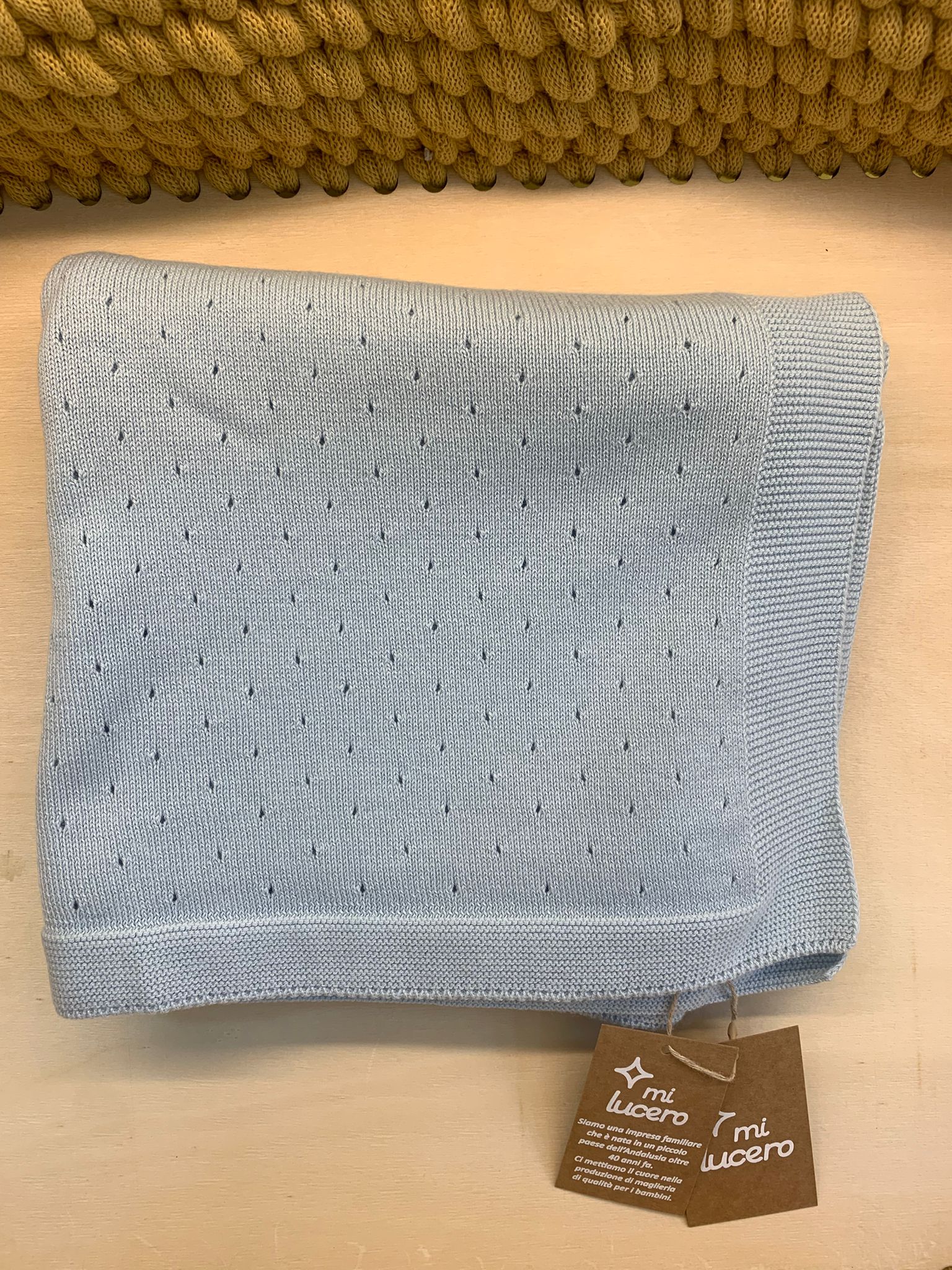 scialle in filo di cotone celeste mi lucero