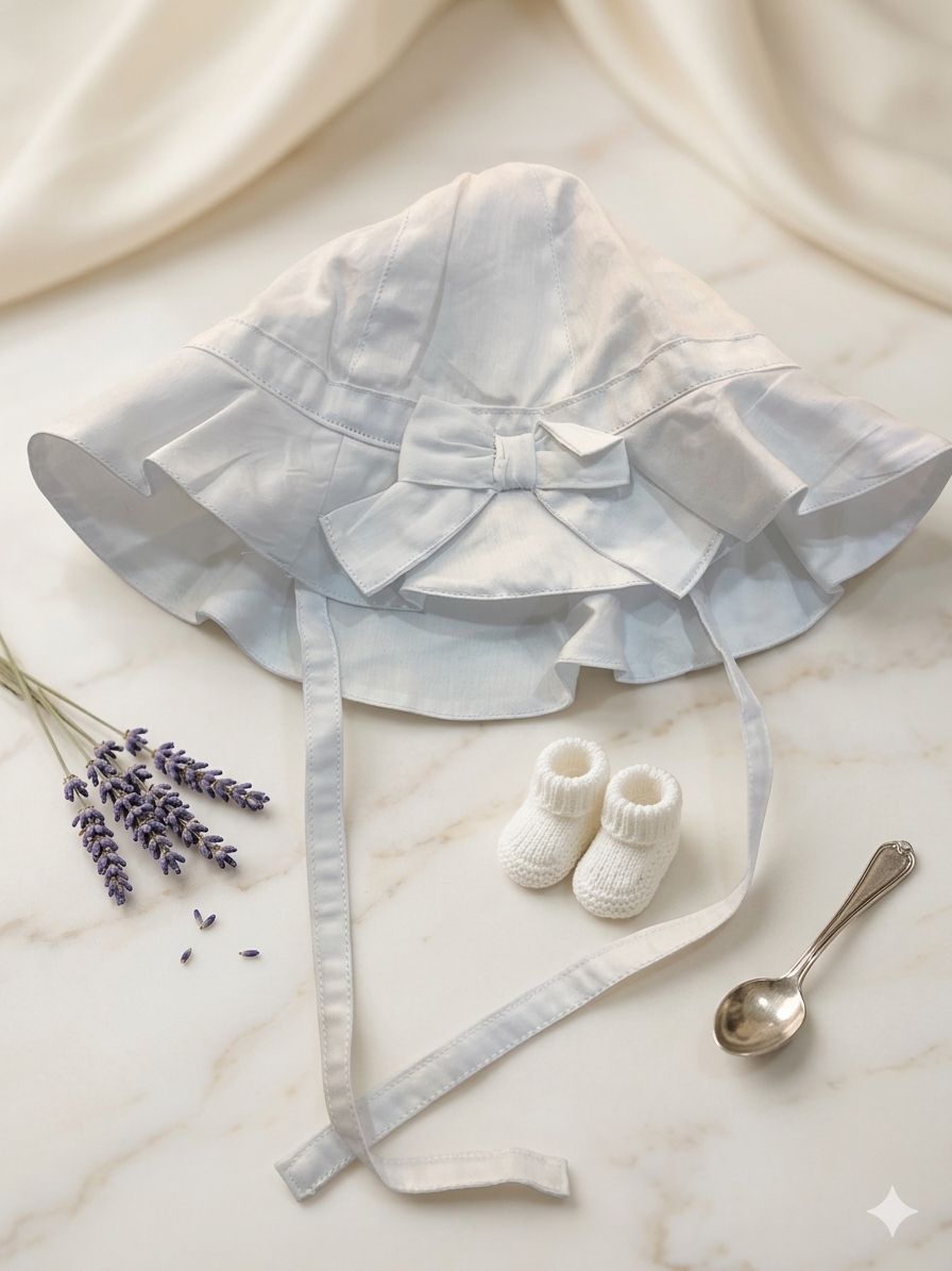 Cappellino bianco con fiocchetto